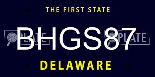 BHGS87 Delaware License Plate