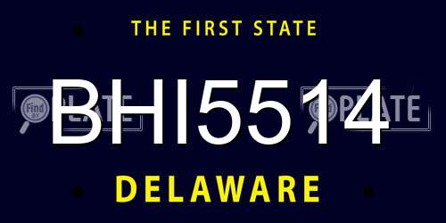 BHI5514 Delaware License Plate