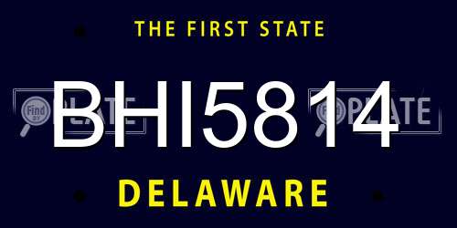 BHI5814 Delaware License Plate