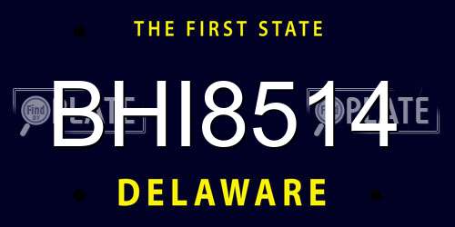 BHI8514 Delaware License Plate