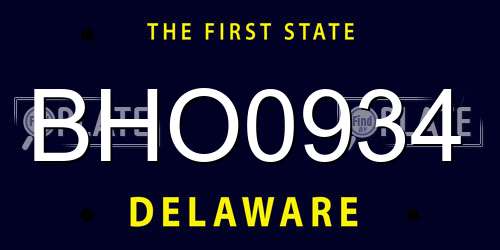 BHO0934 Delaware License Plate