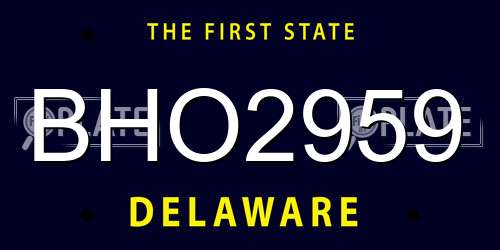 BHO2959 Delaware License Plate