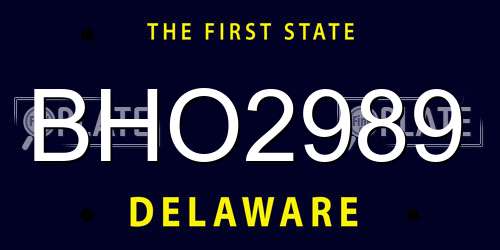 BHO2989 Delaware License Plate