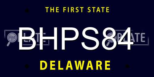 BHPS84 Delaware License Plate