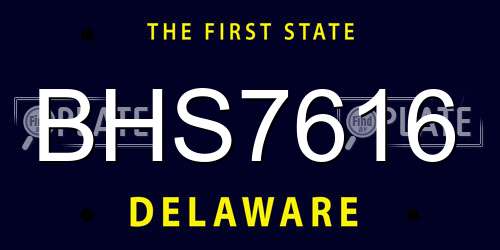 BHS7616 Delaware License Plate