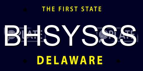 BHSYSSS Delaware License Plate