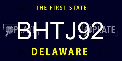 BHTJ92 Delaware License Plate