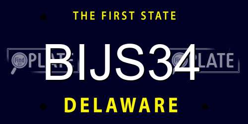 BIJS34 Delaware License Plate