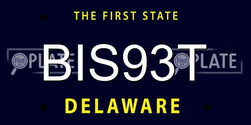 BIS93T Delaware License Plate