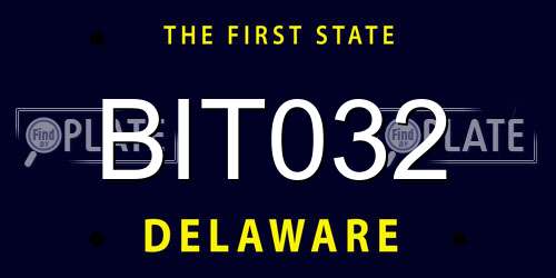 BIT032 Delaware License Plate