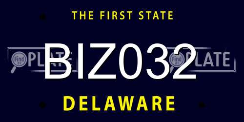 BIZ032 Delaware License Plate