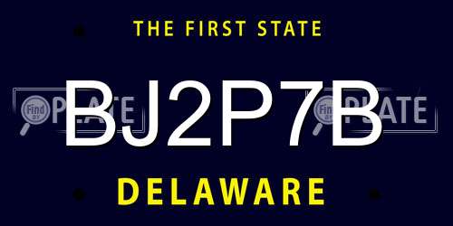 BJ2P7B Delaware License Plate