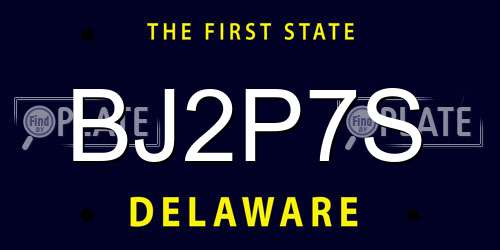 BJ2P7S Delaware License Plate