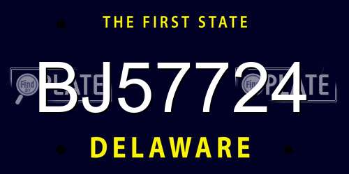 BJ57724 Delaware License Plate