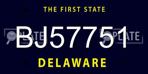BJ57751 Delaware License Plate