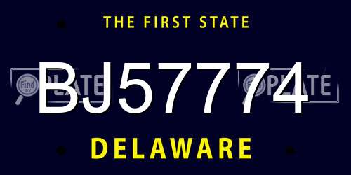 BJ57774 Delaware License Plate