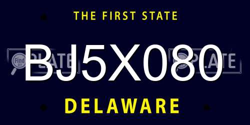 BJ5X080 Delaware License Plate
