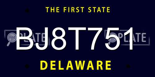 BJ8T751 Delaware License Plate