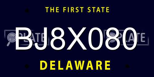 BJ8X080 Delaware License Plate