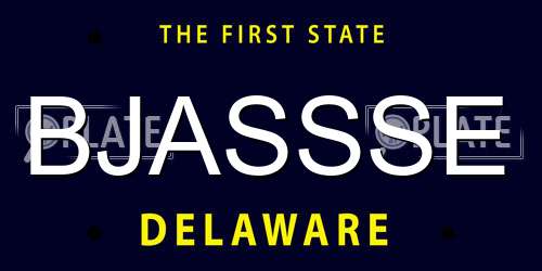 BJASSSE Delaware License Plate