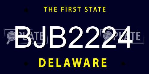 BJB2224 Delaware License Plate