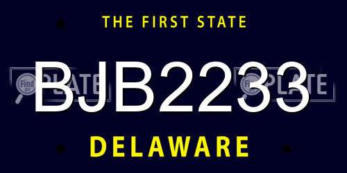 BJB2233 Delaware License Plate