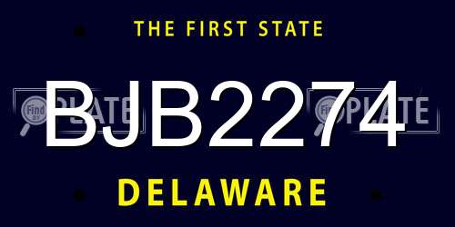 BJB2274 Delaware License Plate