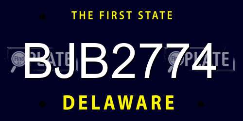 BJB2774 Delaware License Plate
