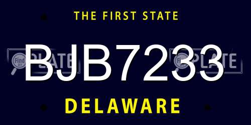 BJB7233 Delaware License Plate