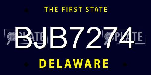BJB7274 Delaware License Plate