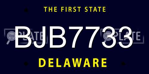 BJB7733 Delaware License Plate