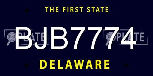 BJB7774 Delaware License Plate