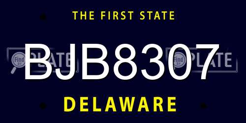 BJB8307 Delaware License Plate