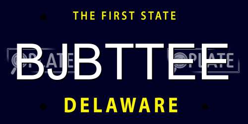 BJBTTEE Delaware License Plate