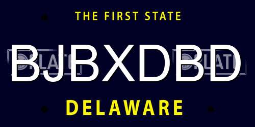 BJBXDBD Delaware License Plate