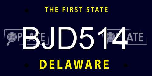 BJD514 Delaware License Plate