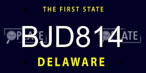 BJD814 Delaware License Plate