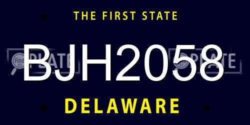 BJH2058 Delaware License Plate