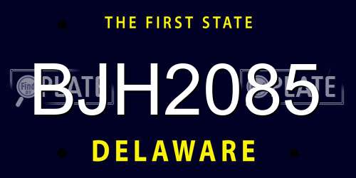 BJH2085 Delaware License Plate