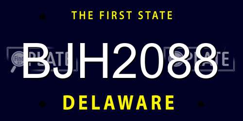 BJH2088 Delaware License Plate