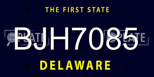 BJH7085 Delaware License Plate