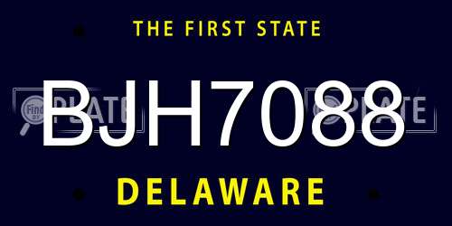 BJH7088 Delaware License Plate