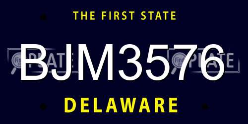 BJM3576 Delaware License Plate