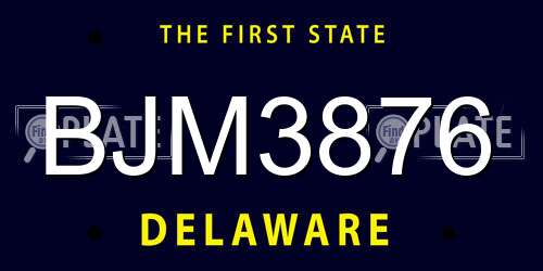 BJM3876 Delaware License Plate