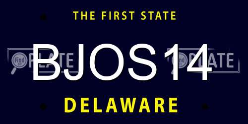 BJOS14 Delaware License Plate