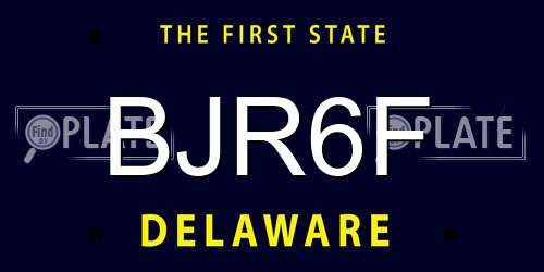 BJR6F Delaware License Plate