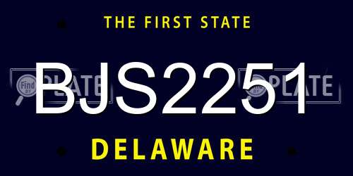 BJS2251 Delaware License Plate