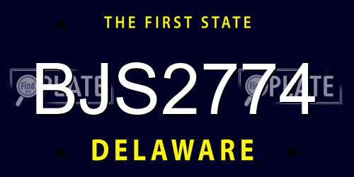 BJS2774 Delaware License Plate