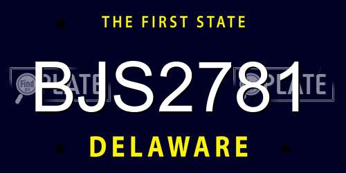 BJS2781 Delaware License Plate