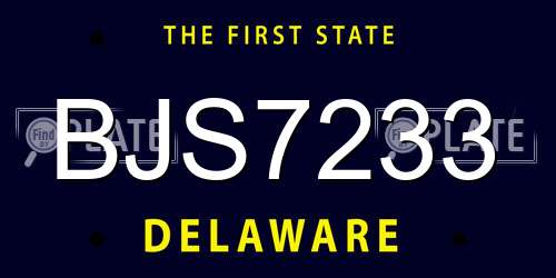 BJS7233 Delaware License Plate